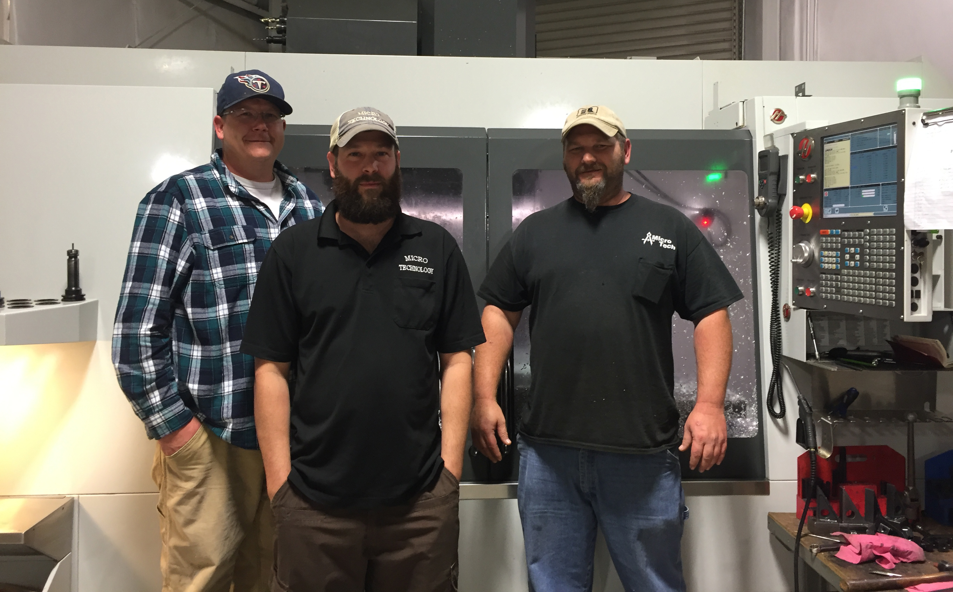 Pictured from left to right: Ted Pierce– Shop Foreman/ CNC Programmer; Charlie Wright, Jr. – General Manager; John Hargrove- Lead CNC Setup/Operator